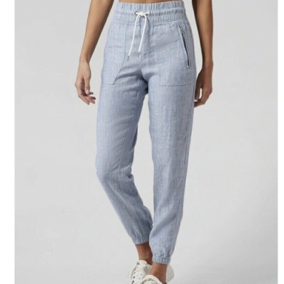 Athleta Pants - Athleta Cabo Linen Jogger Blue Beach Coastal Vacation Lagenlook Cruise Size 8